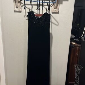 Betsy & Adam Black Evening Gown beaded. Size 10